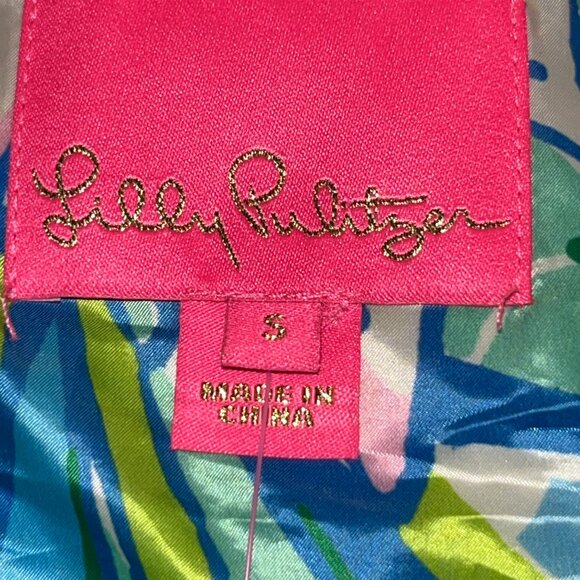 LILLY PULITZER NOELLA DOWN VEST BLACK & GOLD FULL ZIP COLORFUL LINING - NWT - S - Picture 11 of 16